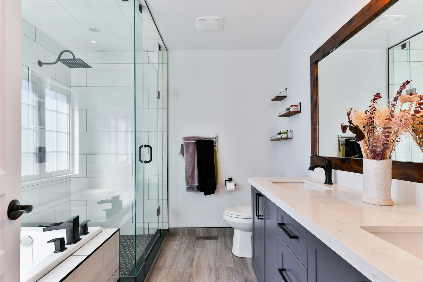 Clean bathroom with updated fixtures