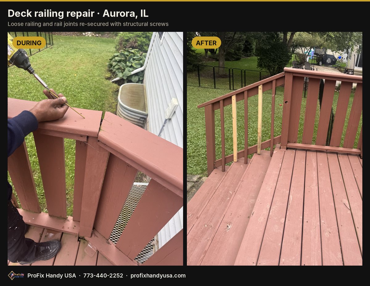 Deck railing repair in Aurora, IL by ProFix Handy USA