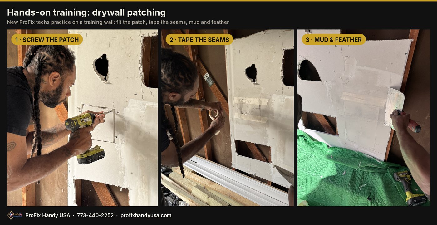 Hands-on training: drywall patching in ProFix crew by ProFix Handy USA