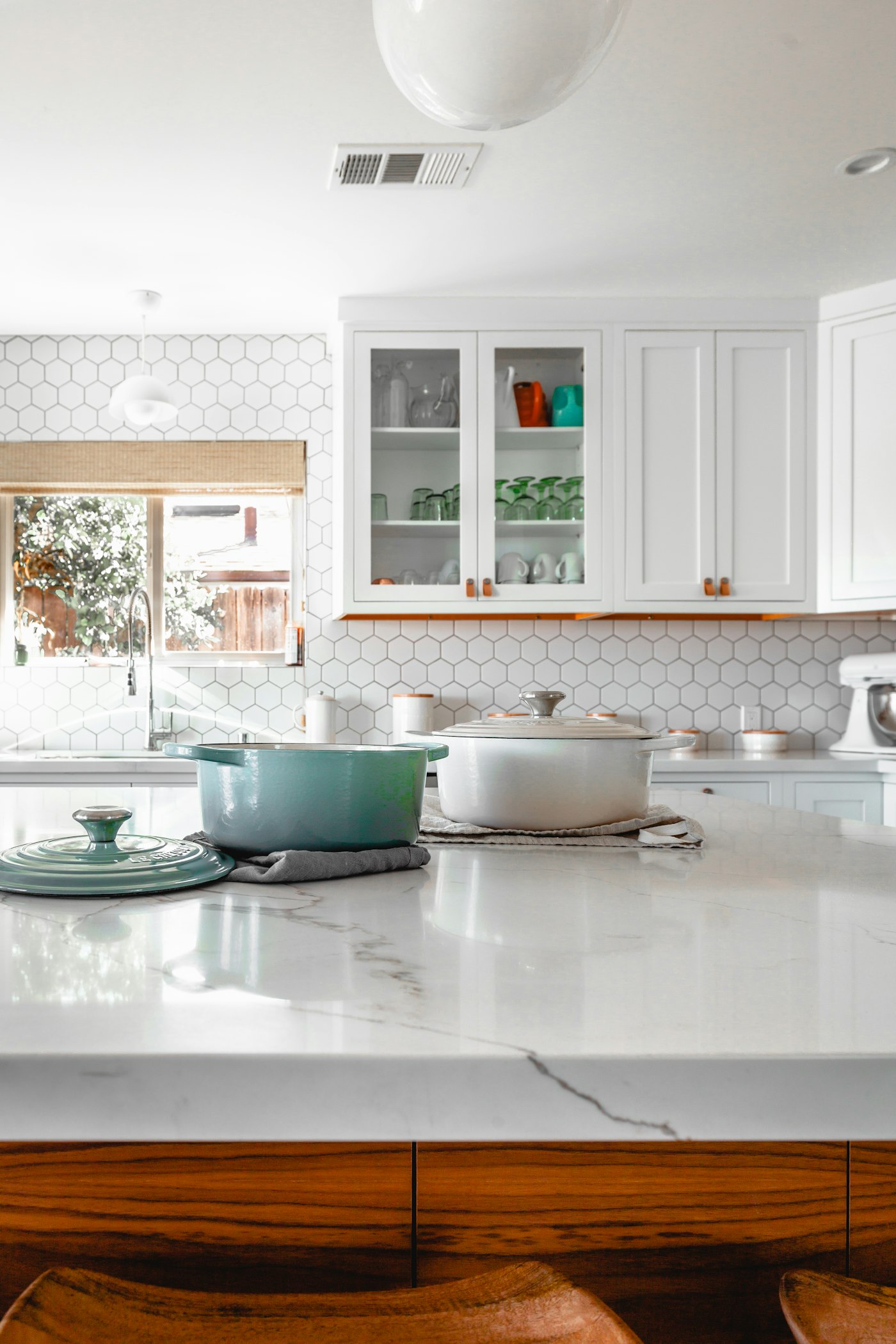 Kitchen with clean counters and hardware