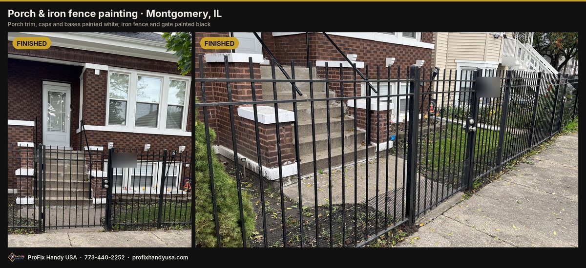 Porch & iron fence painting in Montgomery, IL by ProFix Handy USA